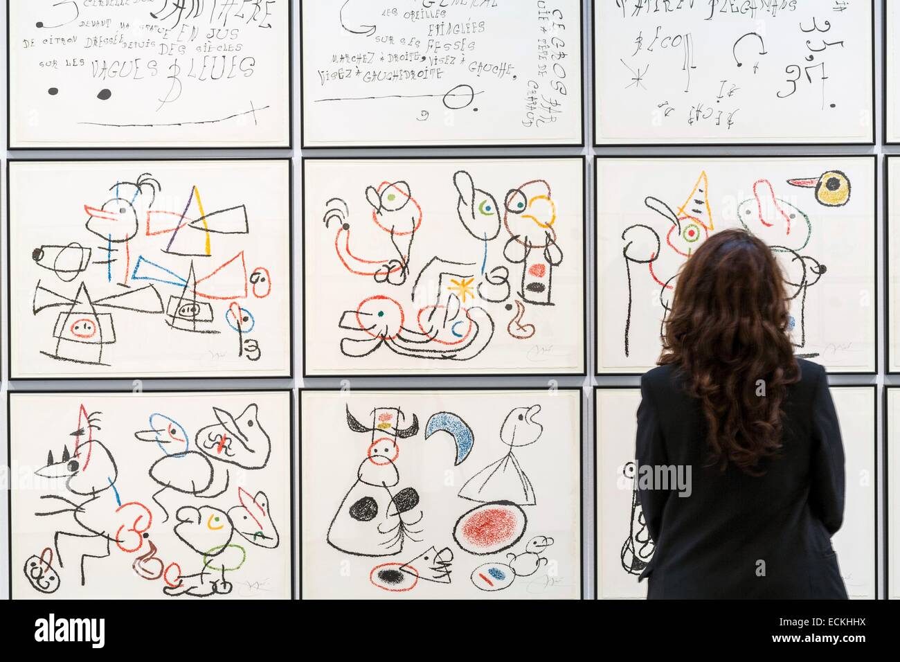 L'Espagne, Îles Baléares, Majorque, Palma de Mallorca, Museu d'Art Contemporani de Palma je moderne, l'art moderne et contemporain musée créé en 2004, dessins de l'artiste espagnol Joan Mir≤, qui vivait sur l'île Banque D'Images