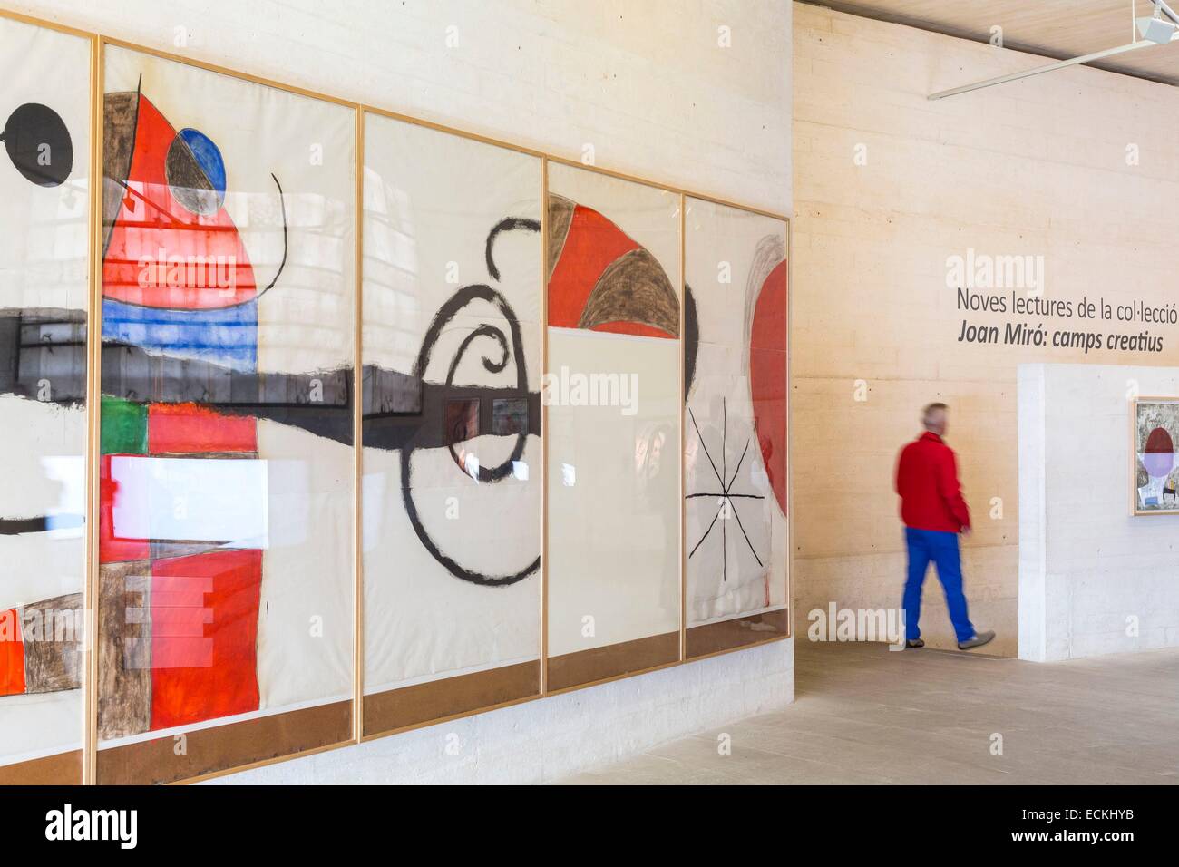 L'Espagne, Îles Baléares, Majorque, Palma de Majorque, la Fondation Pilar i Joan Mir≤≤ Foundation a ouvert en 1981 et dédié à la peintre catalan Joan Mir≤, bâtiment architecte Rafael Moneo se félicite des expositions sur l'artiste Banque D'Images