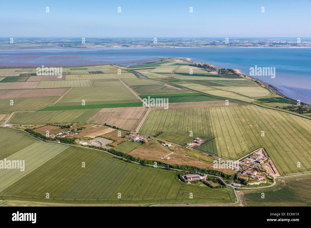 France, Vendée, Saint Michel en l'Herm, l'île de la Dive (vue aérienne) Banque D'Images