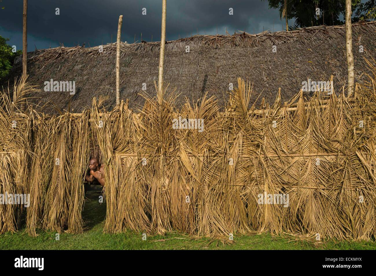 La Papouasie-Nouvelle-Guinée, du Sepik oriental province, région de la rivière Sepik, Yenchen village, scarification, rituel initié dans l'enceinte sacrée à des cérémonies d'initiation Banque D'Images