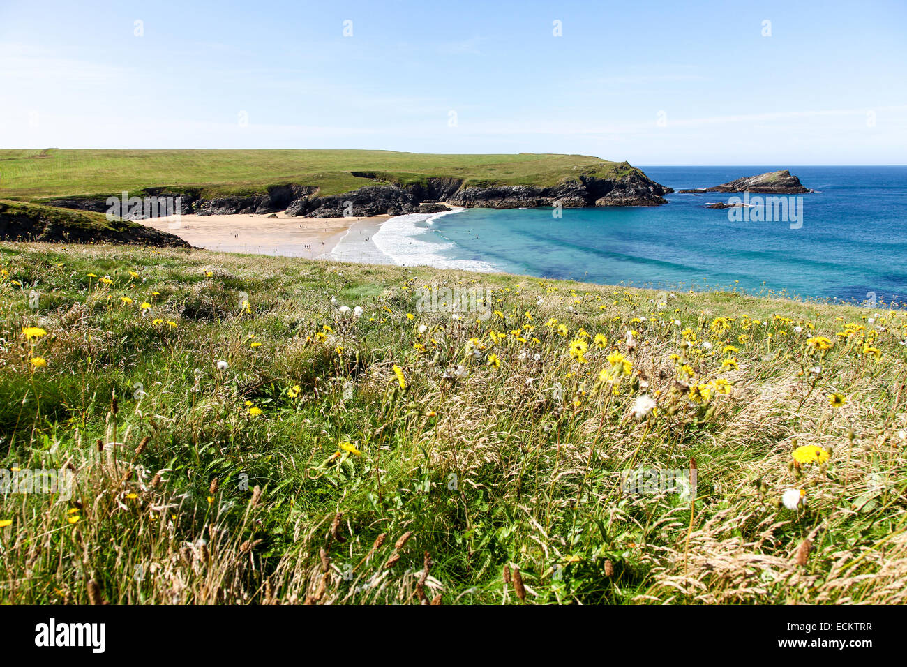 Plaisanterie ou Porth Polly Joke plage située à proximité de Crantock West Pentire Cornwall South West England UK Banque D'Images