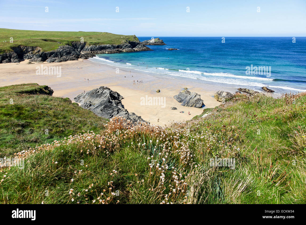 Plaisanterie ou Porth Polly Joke plage située à proximité de Crantock West Pentire Cornwall South West England UK Banque D'Images