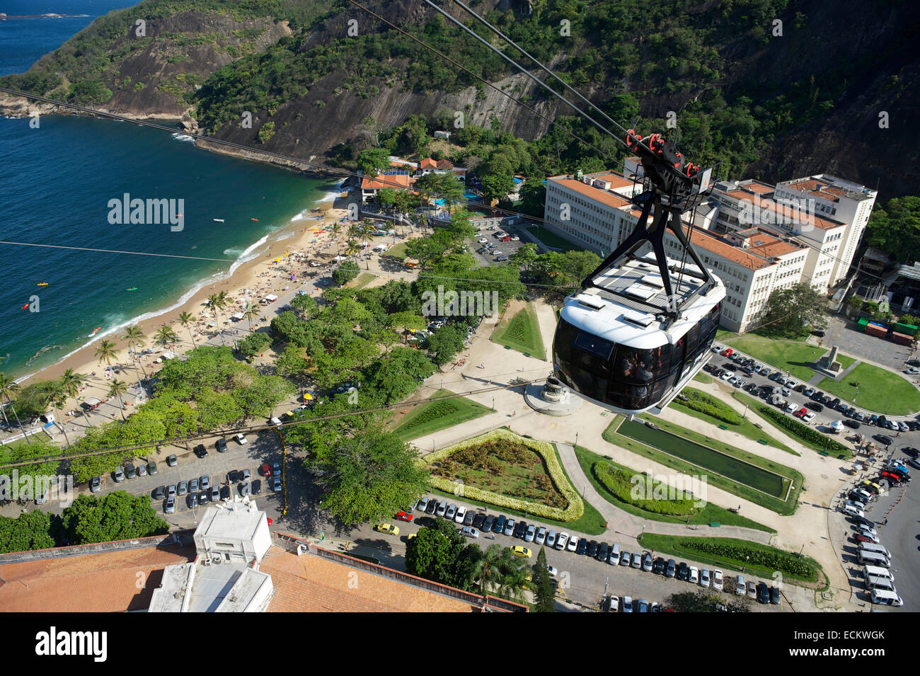 Pao de Acucar Sugarloaf Mountain Rio de Janeiro Brésil cable car Vue de dessus Banque D'Images