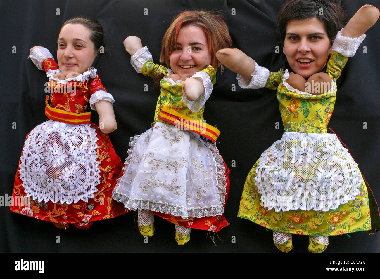 Fallas de Valence, Espagne, les marionnettes des femmes Banque D'Images