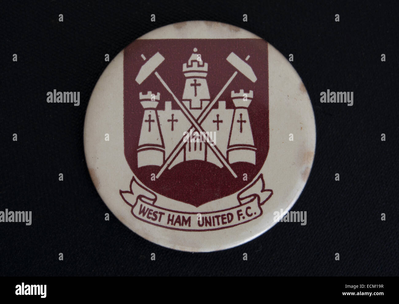 Insigne boutonnière du football anglais tram West Ham United Banque D'Images