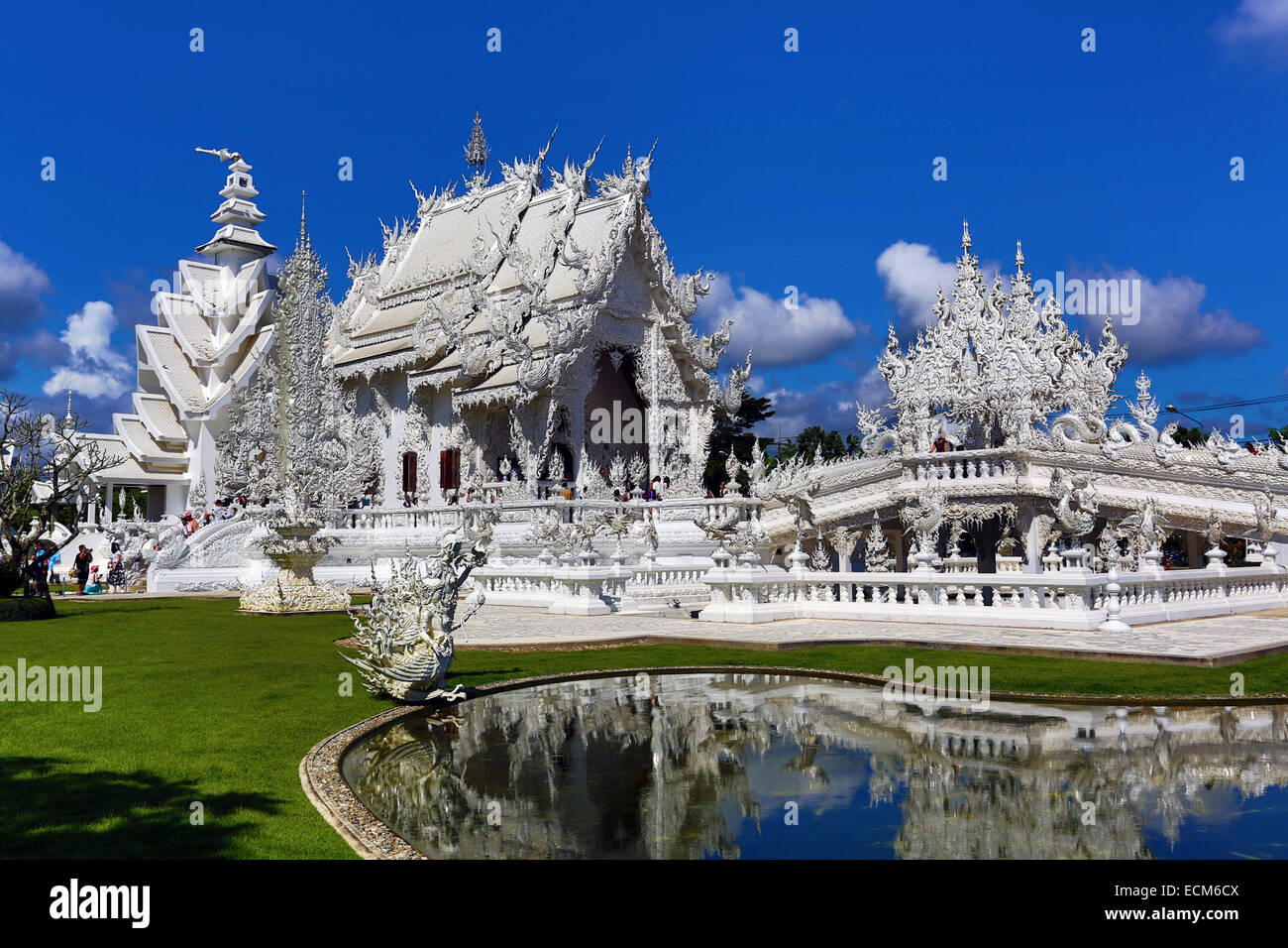 Wat Rong Khun, Le Temple blanc, Temple bouddhiste, Chiang Rai, Thaïlande Banque D'Images