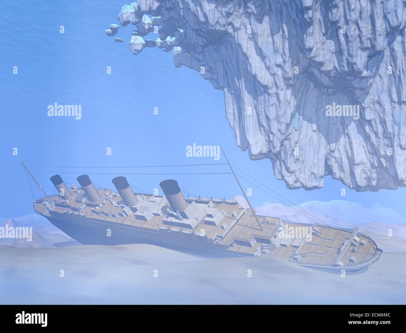 Célèbre épave du Titanic dans l'océan profond en vertu de l'iceberg Banque D'Images
