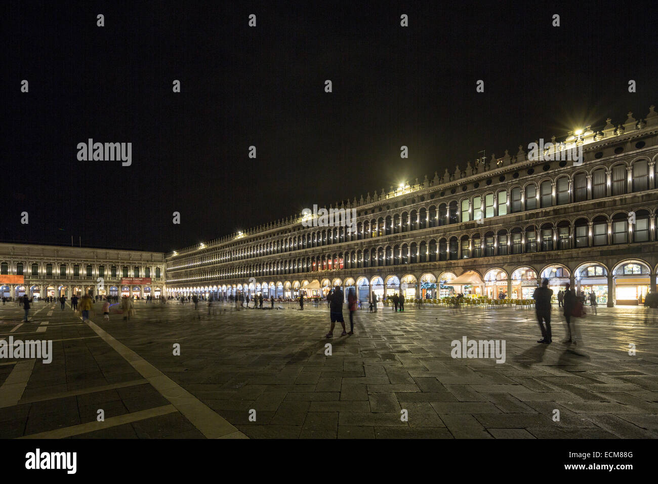 Vue nocturne de la Piazza San Marco, la Place Saint-Marc, Venise, Italie Banque D'Images