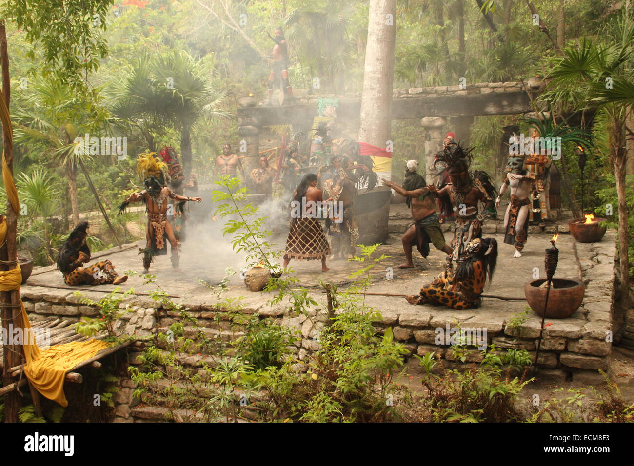 Représentation maya dans la jungle Banque D'Images