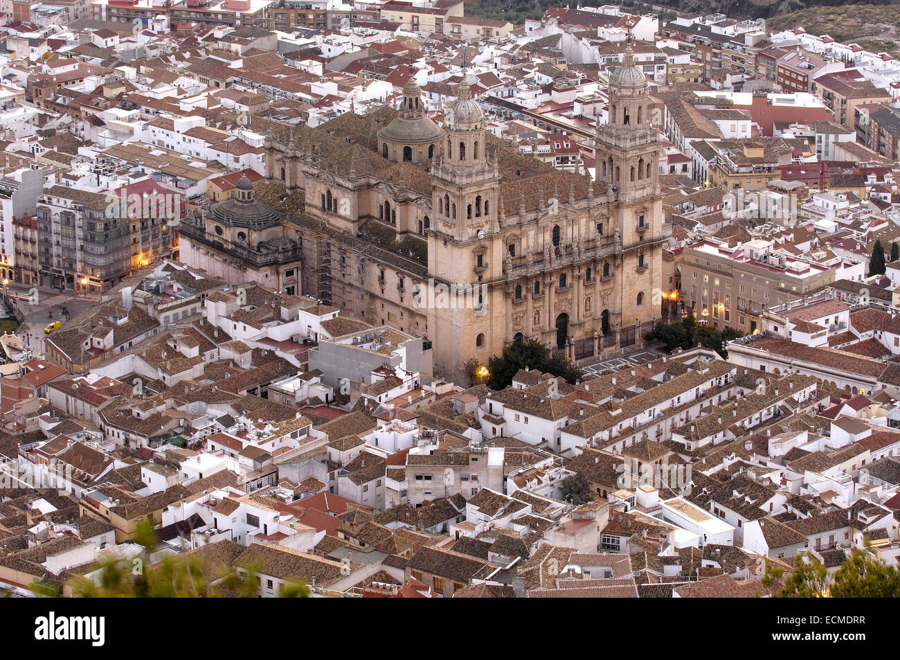 La cathédrale, vue depuis le château de Saint Catalina, Jaén, Andalousie, Espagne, Europe Banque D'Images