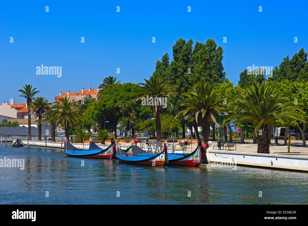 Les bateaux traditionnels 'Moliceiros', canal central, Aveiro, région Beiras, Portugal, Europe Banque D'Images