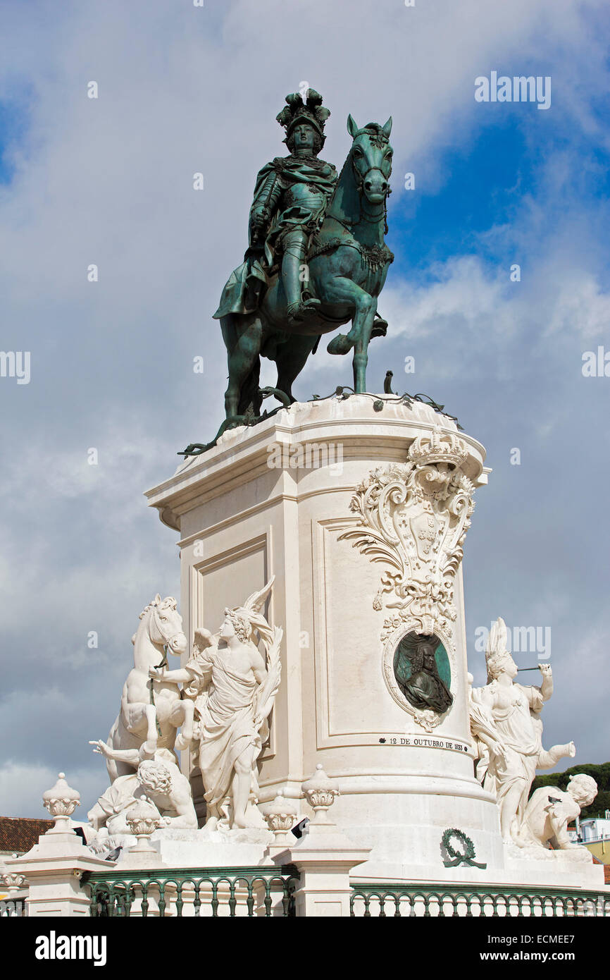 Statue équestre du roi José I, Praça do Comércio, Lisbonne, Portugal Banque D'Images