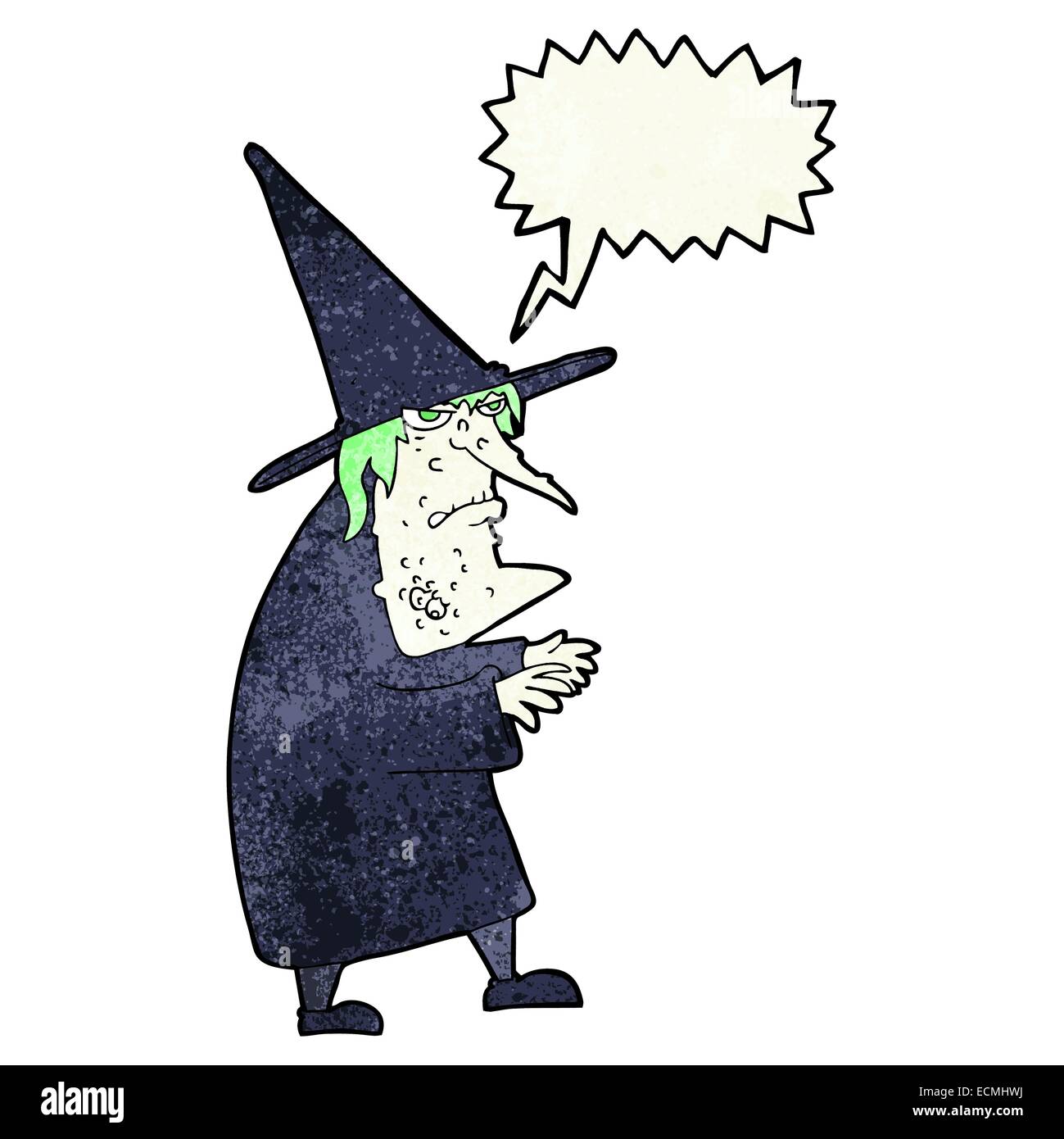 Cartoon Moche Vieille Sorciere Avec Bulle Image Vectorielle Stock Alamy