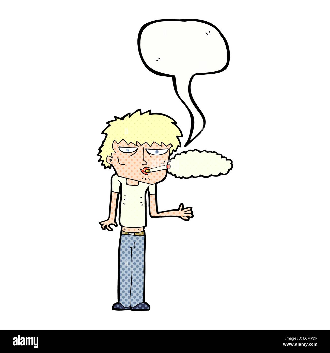 Caricature fumeur avec bulle Illustration de Vecteur