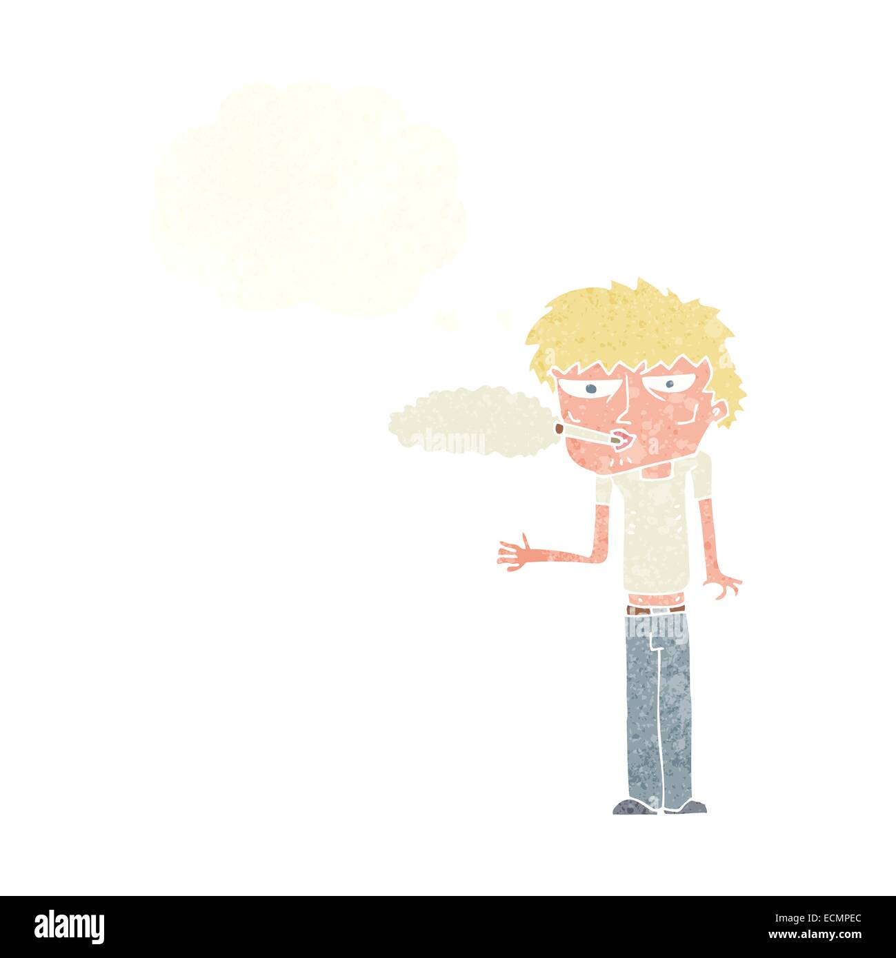 Caricature fumeur avec bulle pensée Illustration de Vecteur