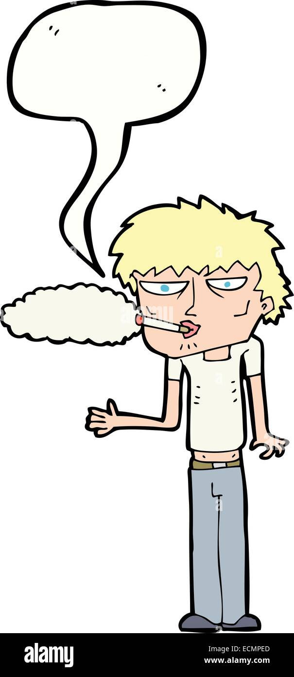 Caricature fumeur avec bulle Illustration de Vecteur