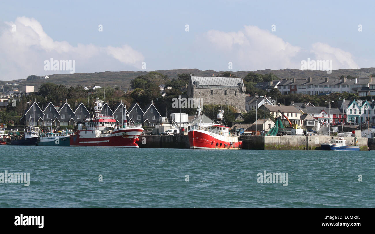 Village de pêcheurs sur la côte de l'Irlande dans le comté de Cork avec des bateaux de pêche au port de Baltimore, West Cork, comté de Cork en Irlande. Banque D'Images