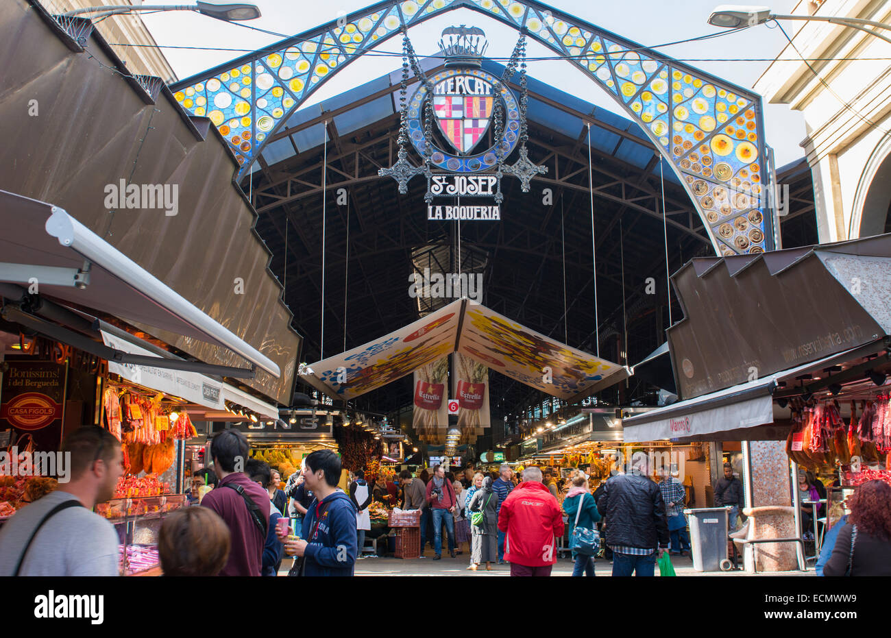 Barcelone Espagne marché appelé Marché St Joseph ou panneau d'entrée