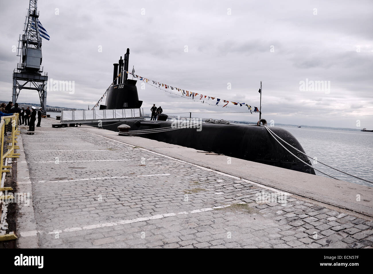 Le Type 214 de la marine hellénique S120 sous-marin "Papanikolis", Thessalonique, Grèce Banque D'Images