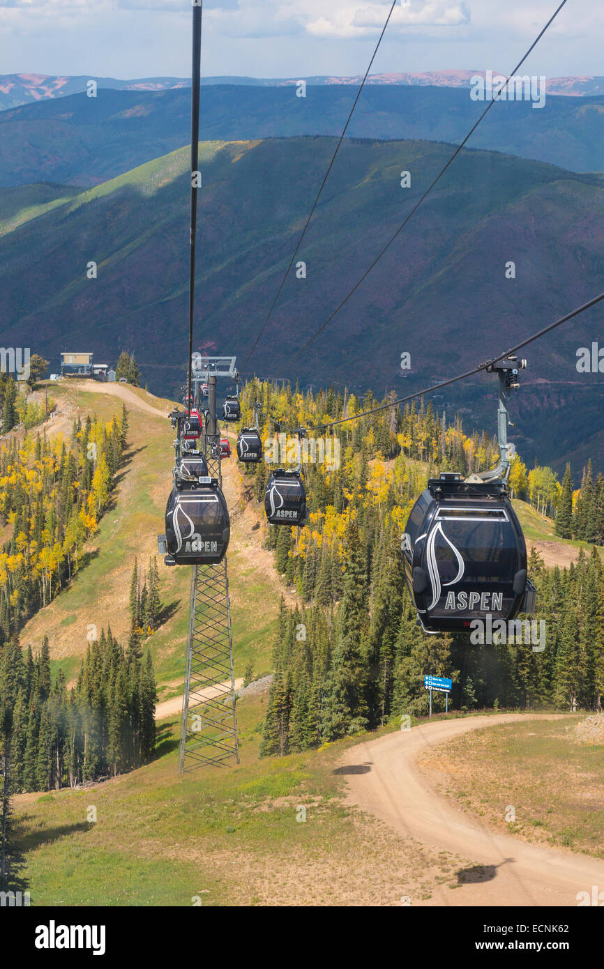 Le téléphérique de la montagne d'Aspen dans les Montagnes Rocheuses du Colorado Banque D'Images