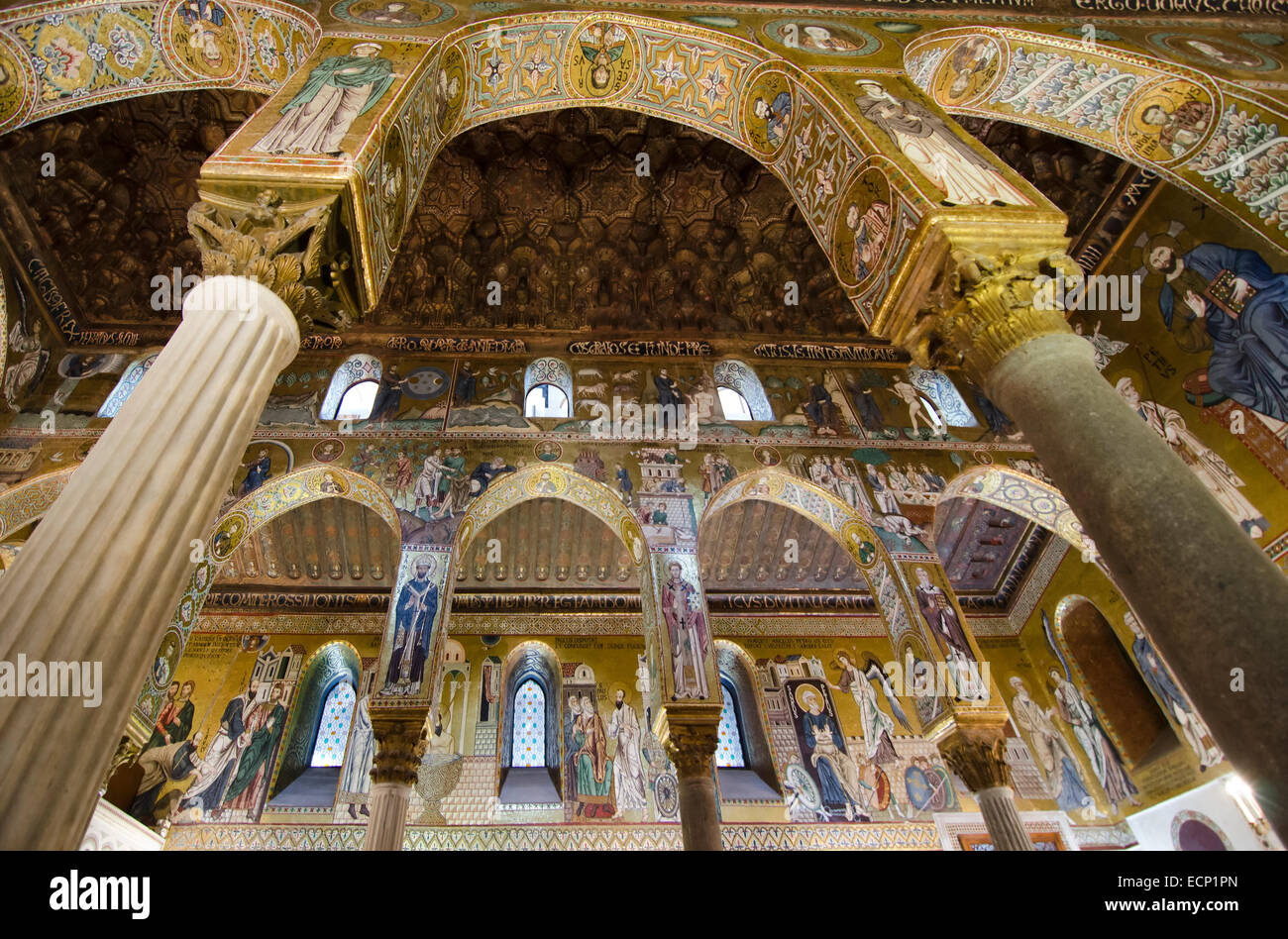 Palerme Italie - 2 octobre 2012 : La Chapelle Palatine dans le palais des Normands. Chapelle Palatine est l'exemple de l'arabo-normand par Banque D'Images