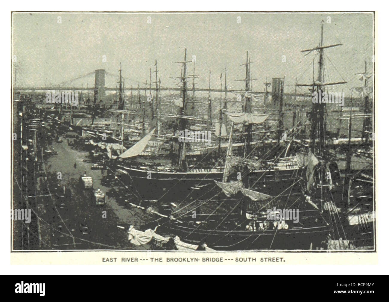 (King1893NYC) pg113 EAST RIVER, LE BROOKLYN BRIDGE, South Street Banque D'Images