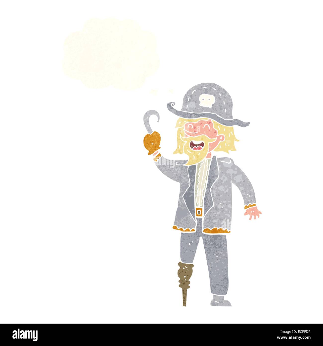 Le capitaine pirate dessin animé avec bulle pensée Illustration de Vecteur