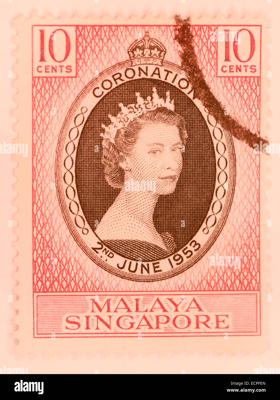 Timbre ancien de Singapour Malaisie Banque D'Images