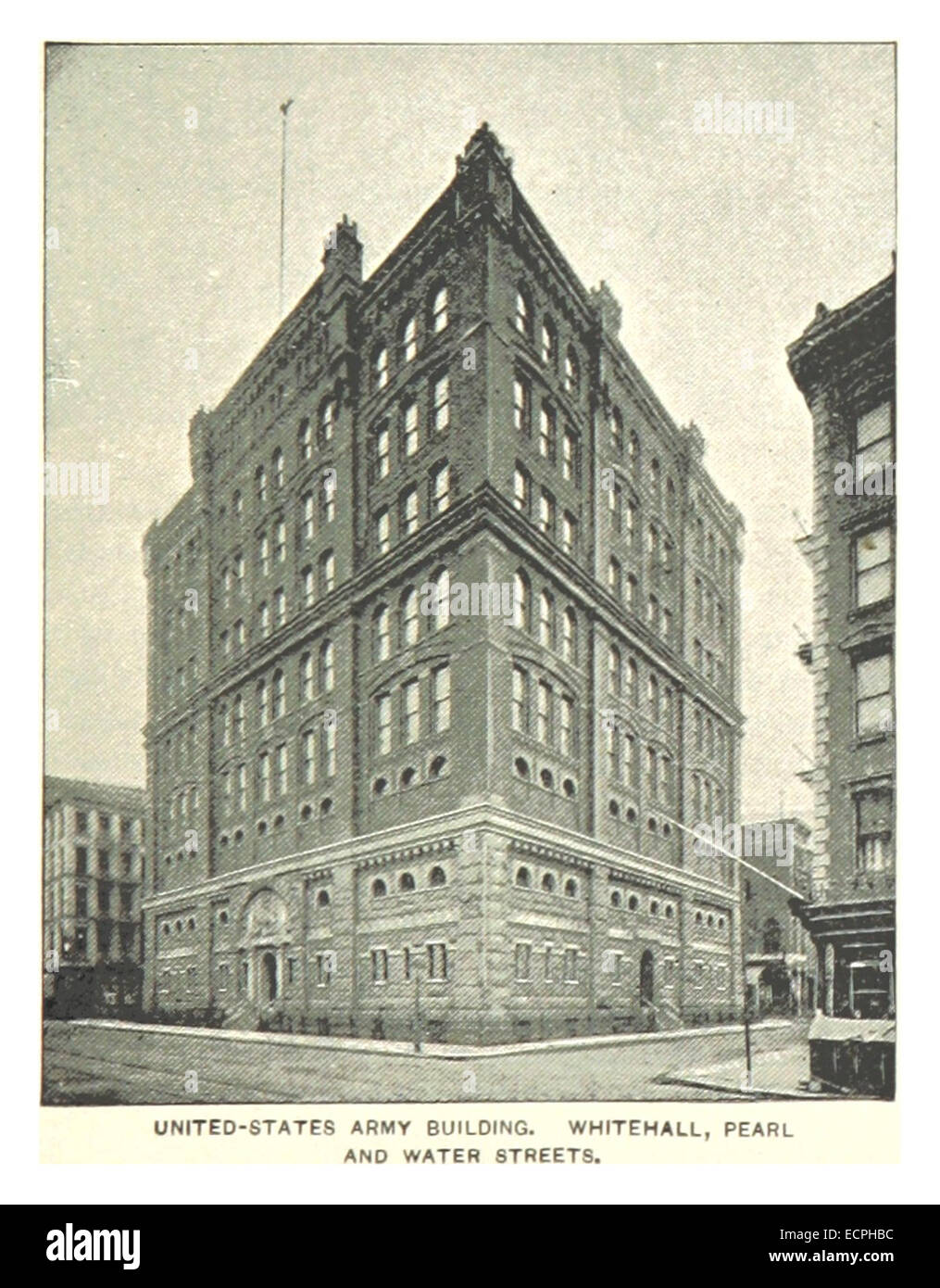 (King1893NYC) pg547 US ARMY BUILDING, Whitehall, PEARL ET RUES DE L'EAU Banque D'Images