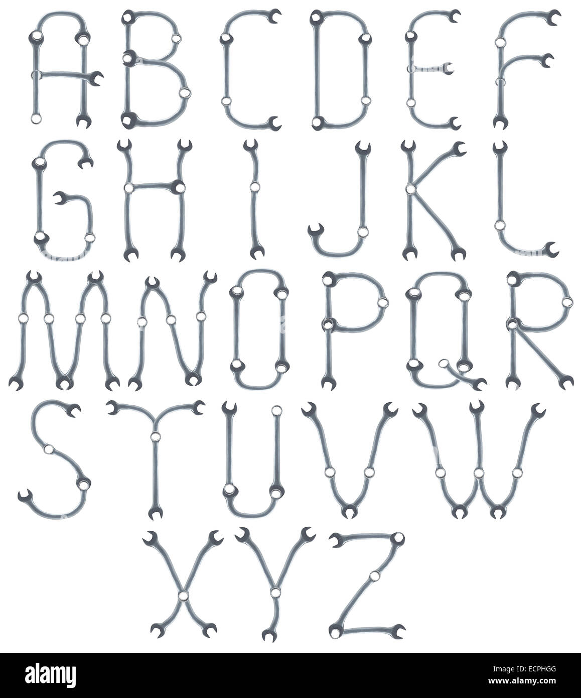 Alphabet de A à Z faites de clés isolé sur fond blanc Banque D'Images