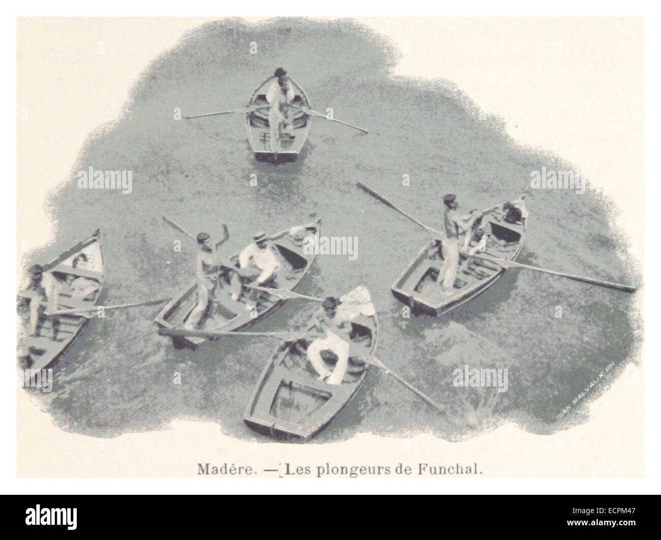 Cette phrase française fait référence à une représentation historique ou artistique de plongeurs à Funchal, Madère. L'image ou le texte capture probablement une scène maritime, en se concentrant sur les plongeurs locaux de la région, qui étaient connus pour la plongée sous-marine et d'autres activités sous-marines. Funchal est la capitale de Madère, une île connue pour sa culture côtière et ses traditions maritimes. Banque D'Images