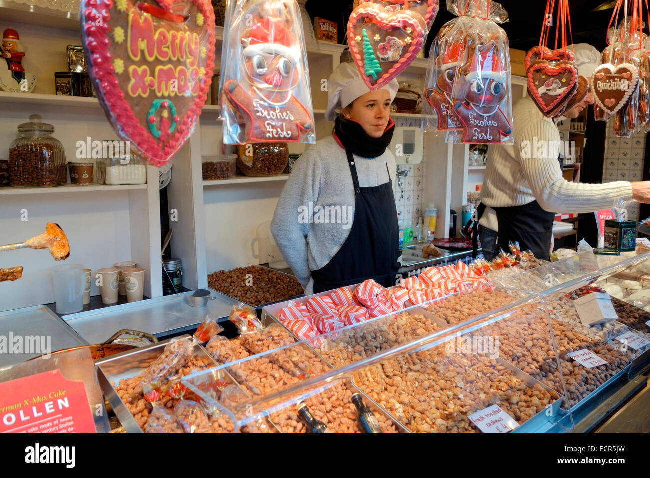 Sweet stand au marché de Noël allemand, Édimbourg Banque D'Images