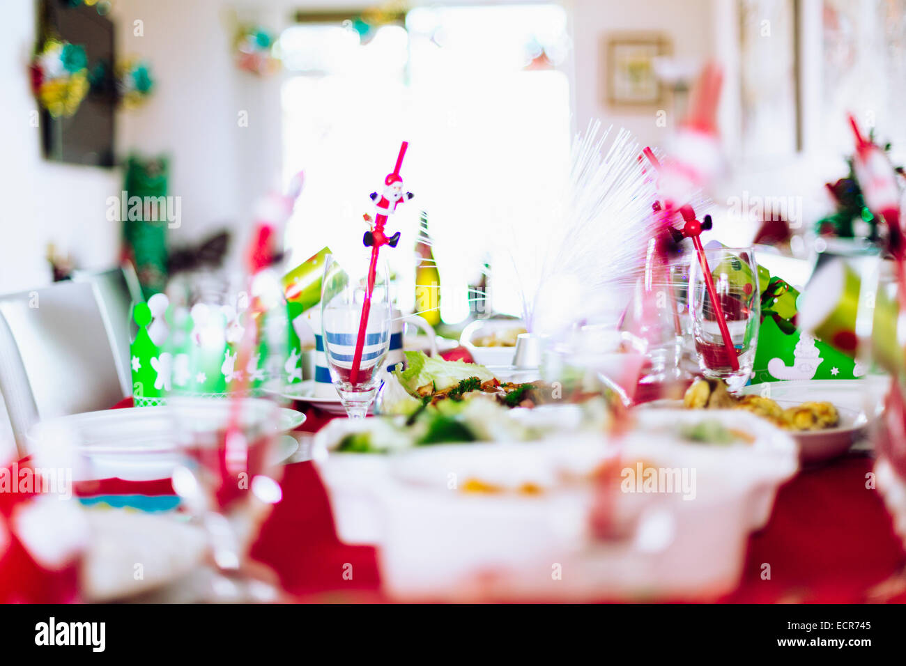 Set de table pour le repas de Noël en famille Banque D'Images