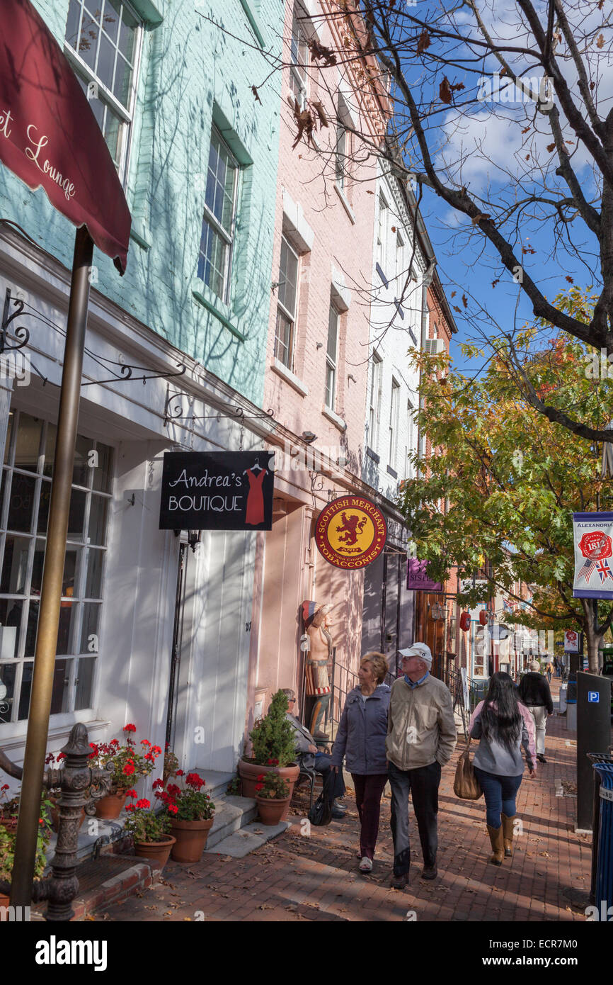 Shopping Shopping, diners coin, la vieille ville d'Alexandria, Virginie Banque D'Images