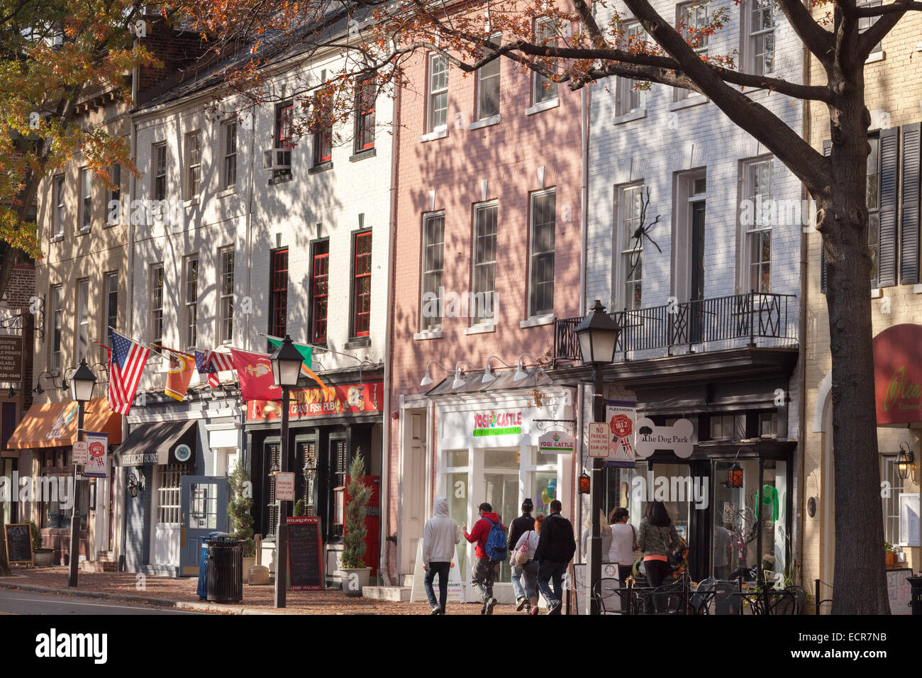 Shopping Shopping, diners coin, la vieille ville d'Alexandria, Virginie Banque D'Images