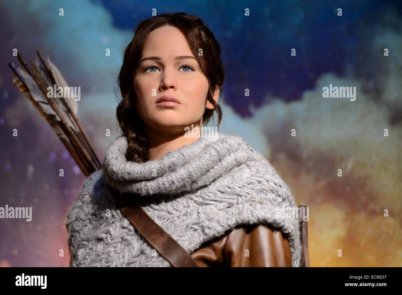 Madame Tussauds London a révélé aujourd'hui sa dernière figure, Katniss Everdeen, joué par Jennifer Lawrence. Banque D'Images