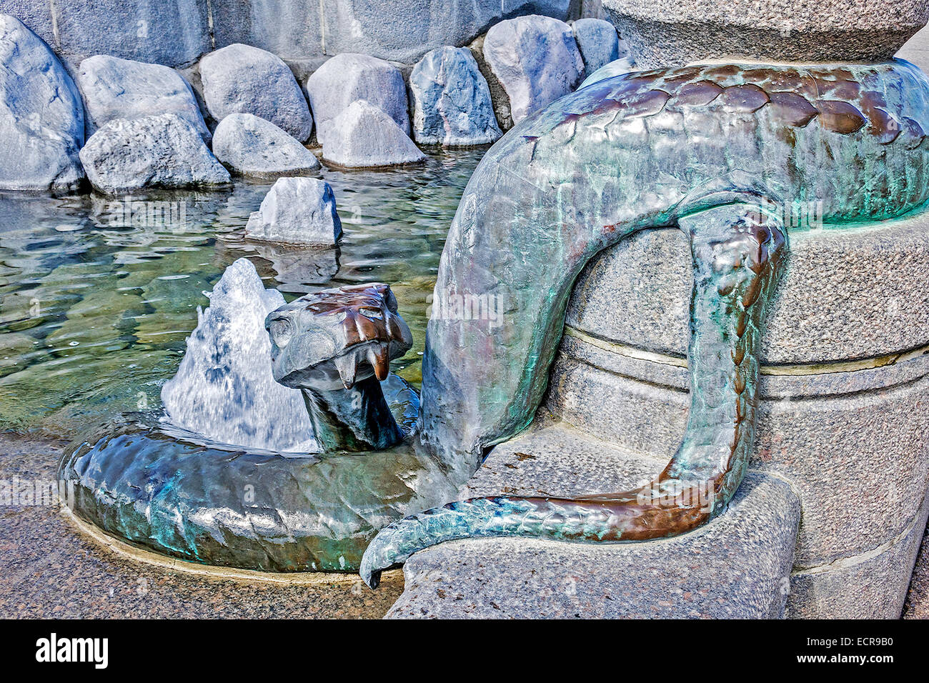 Serpent à La Fontaine Gefion Copenhagen Danemark Banque D'Images