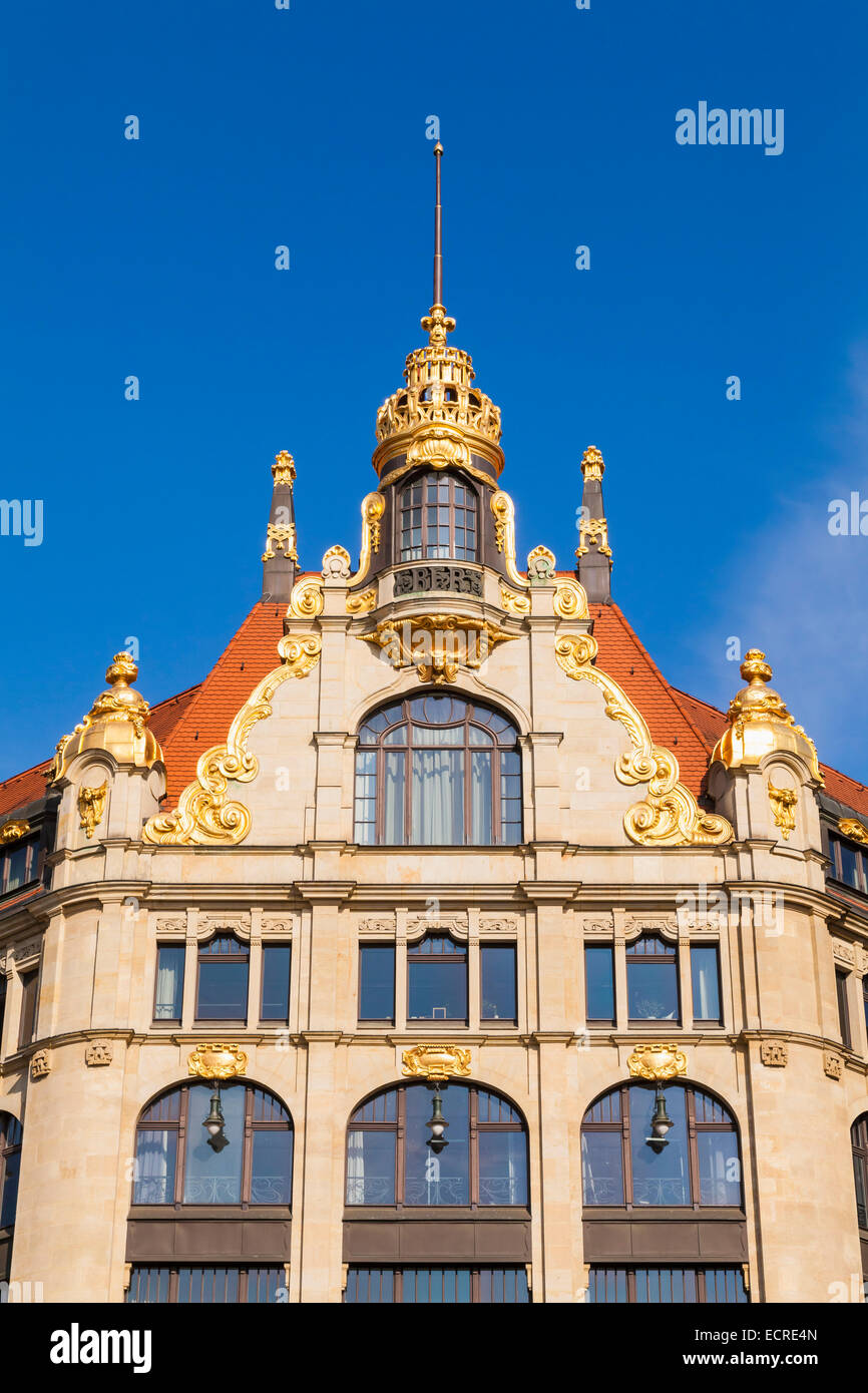 Anciennement DEPARTMENT STORE TOPAS, aujourd'hui BÂTIMENT COMMERZBANK, ART NOUVEAU, Leipzig, Saxe, Allemagne Banque D'Images