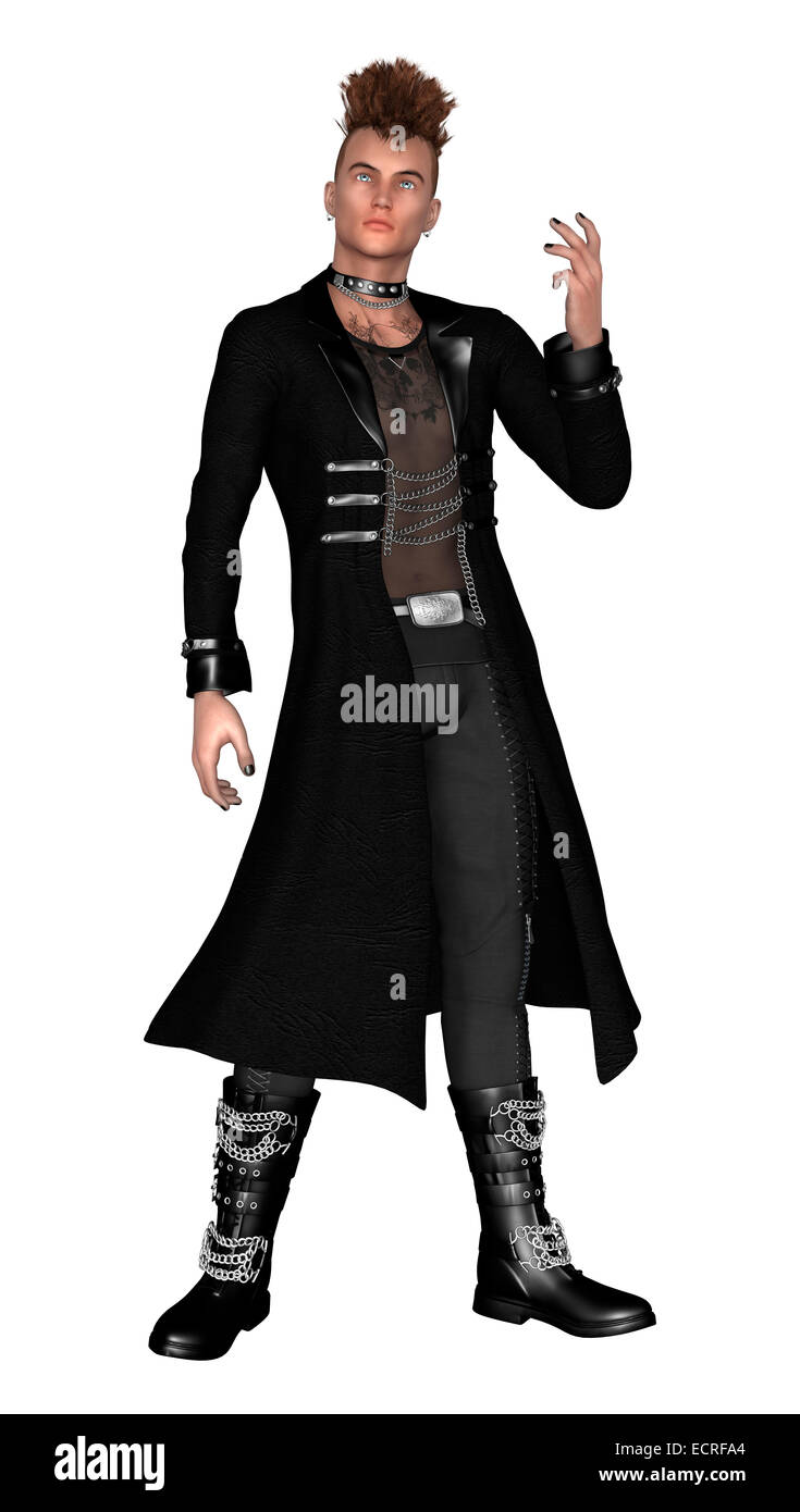 Rendu 3D d'un jeune homme portant des vêtements de style gothique isolé sur  fond blanc Photo Stock - Alamy