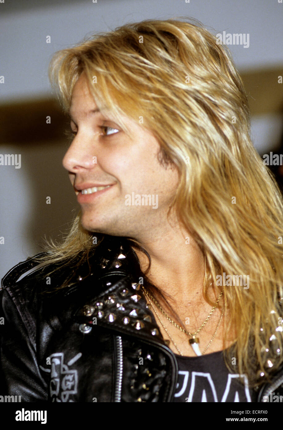 MOTLEY CRUE-nous groupe rock avec Vince Neil en 1990. Photo Jeffrey Mayer Banque D'Images