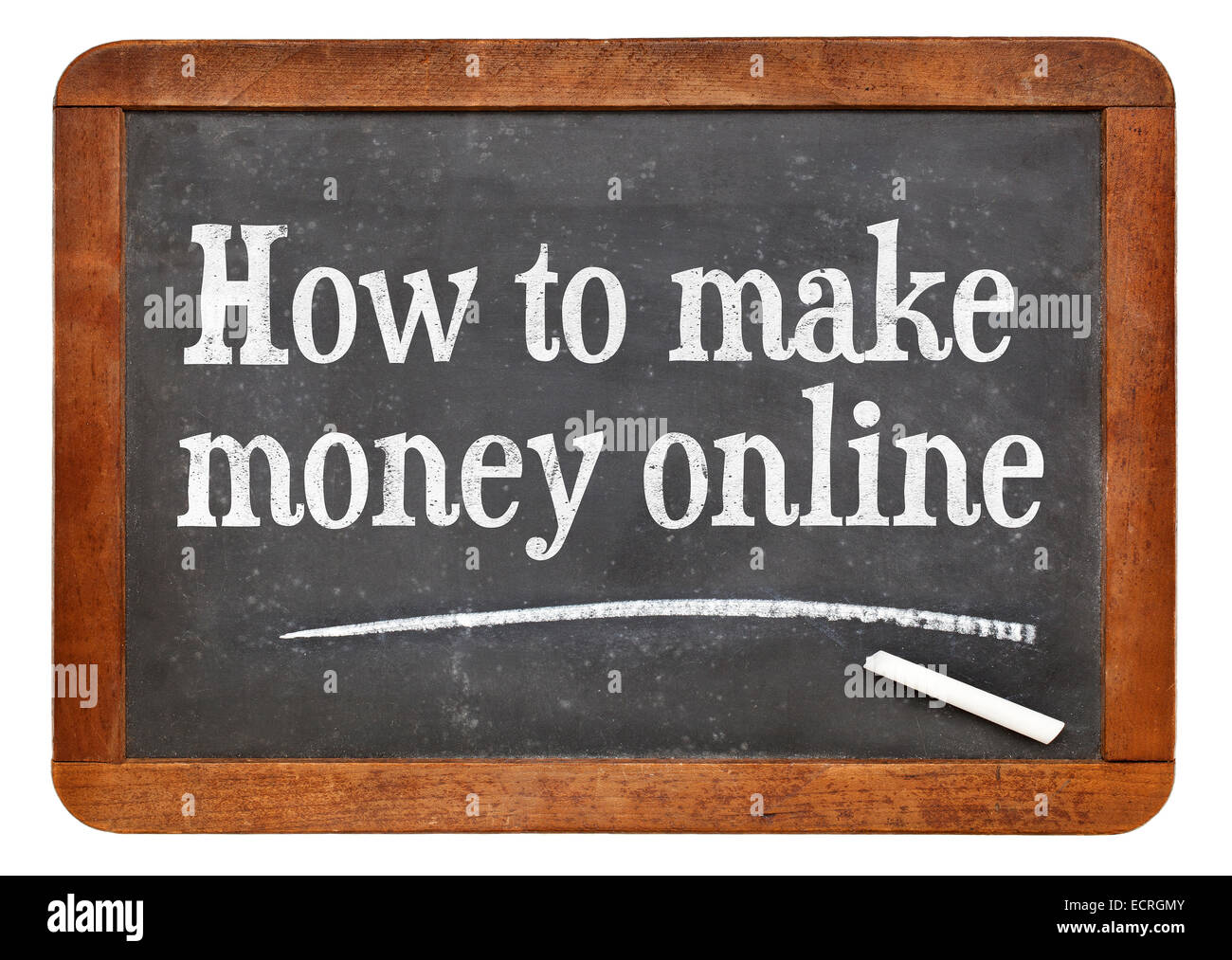 Comment faire de l'argent en ligne - texte de craie blanche sur un tableau noir ardoise vintage Banque D'Images
