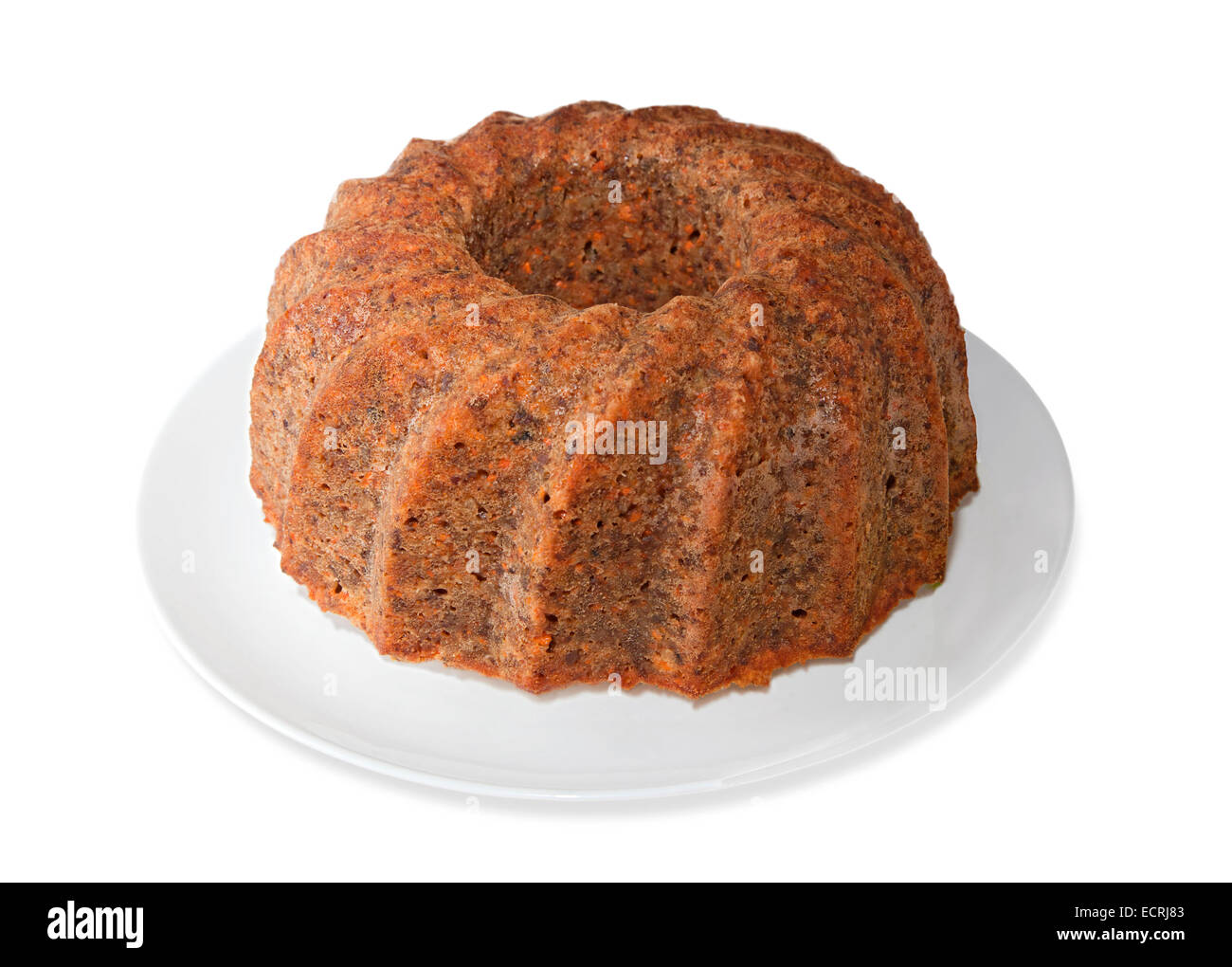 Dans une assiette à tarte de carottes isolated over white background Banque D'Images