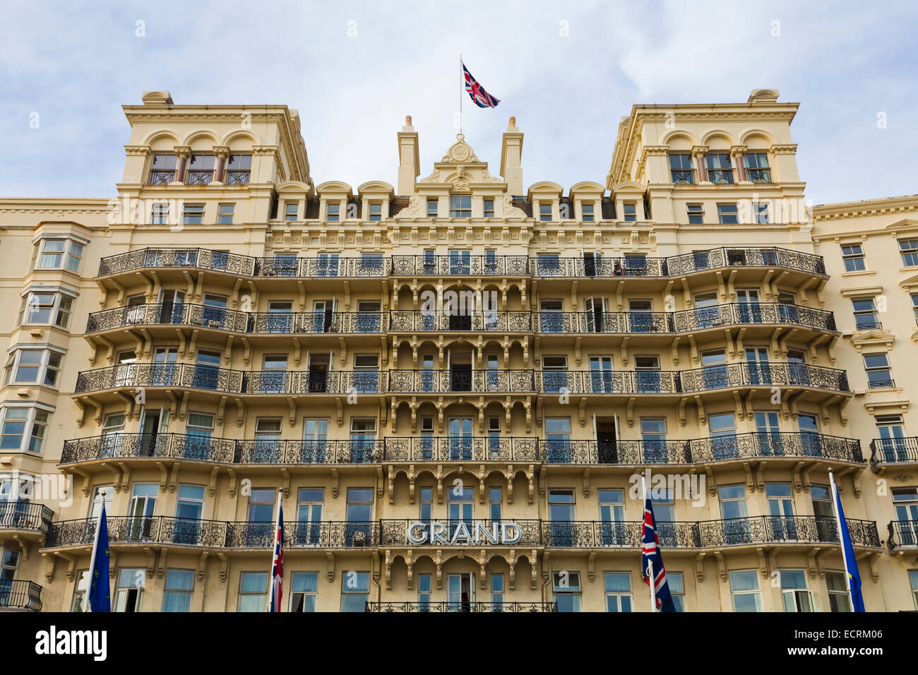 Le GRAND HOTEL, hôtel de style victorien À PARTIR DE 1864 SUR LE FRONT DE MER, BRIGHTON, station balnéaire, Sussex, Angleterre, Grande-Bretagne Banque D'Images