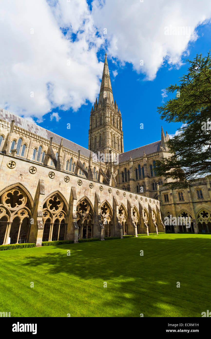 Cloître, cloître de la cathédrale, Salisbury, Wiltshire, Angleterre, Grande-Bretagne Banque D'Images