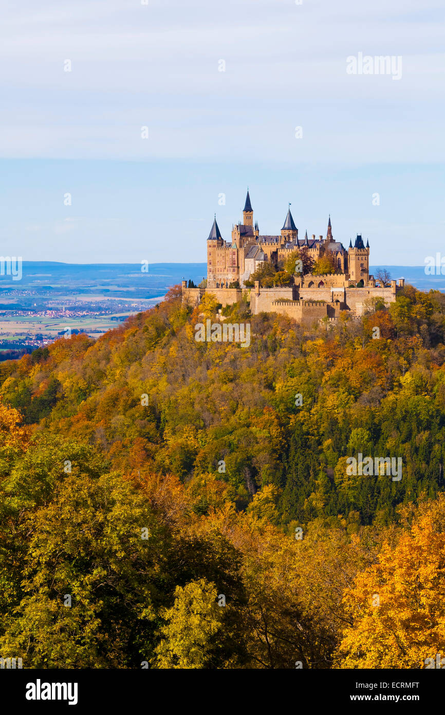 Le Château de Hohenzollern, près de Hechingen, Jura souabe, Bade-Wurtemberg, Allemagne Banque D'Images