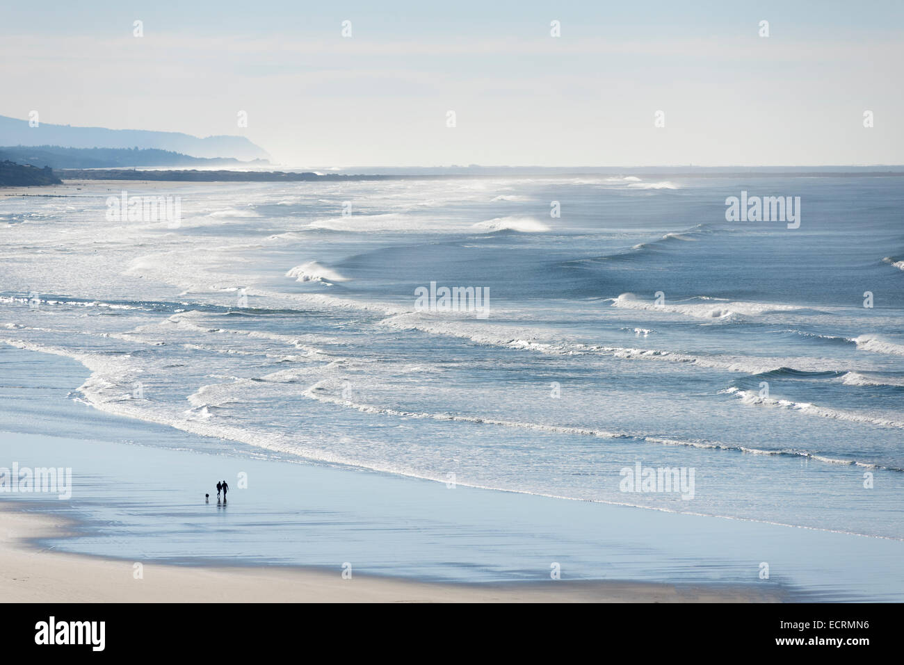 Prendre une marche sur l'Agate Beach sur la côte de l'Oregon. Banque D'Images