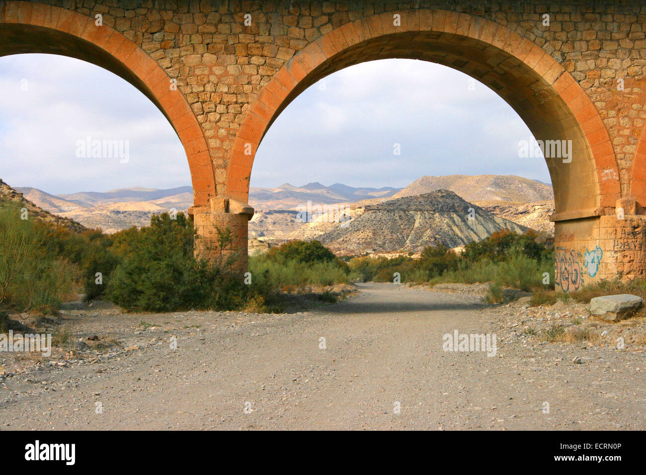 Vue sur le désert de Tabernas. Almeria, Espagne. Banque D'Images