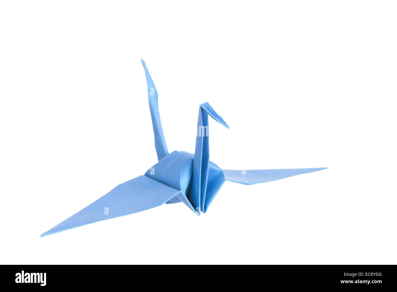 L'origami. La figure d'une grue sur un fond blanc. Isolées. Banque D'Images
