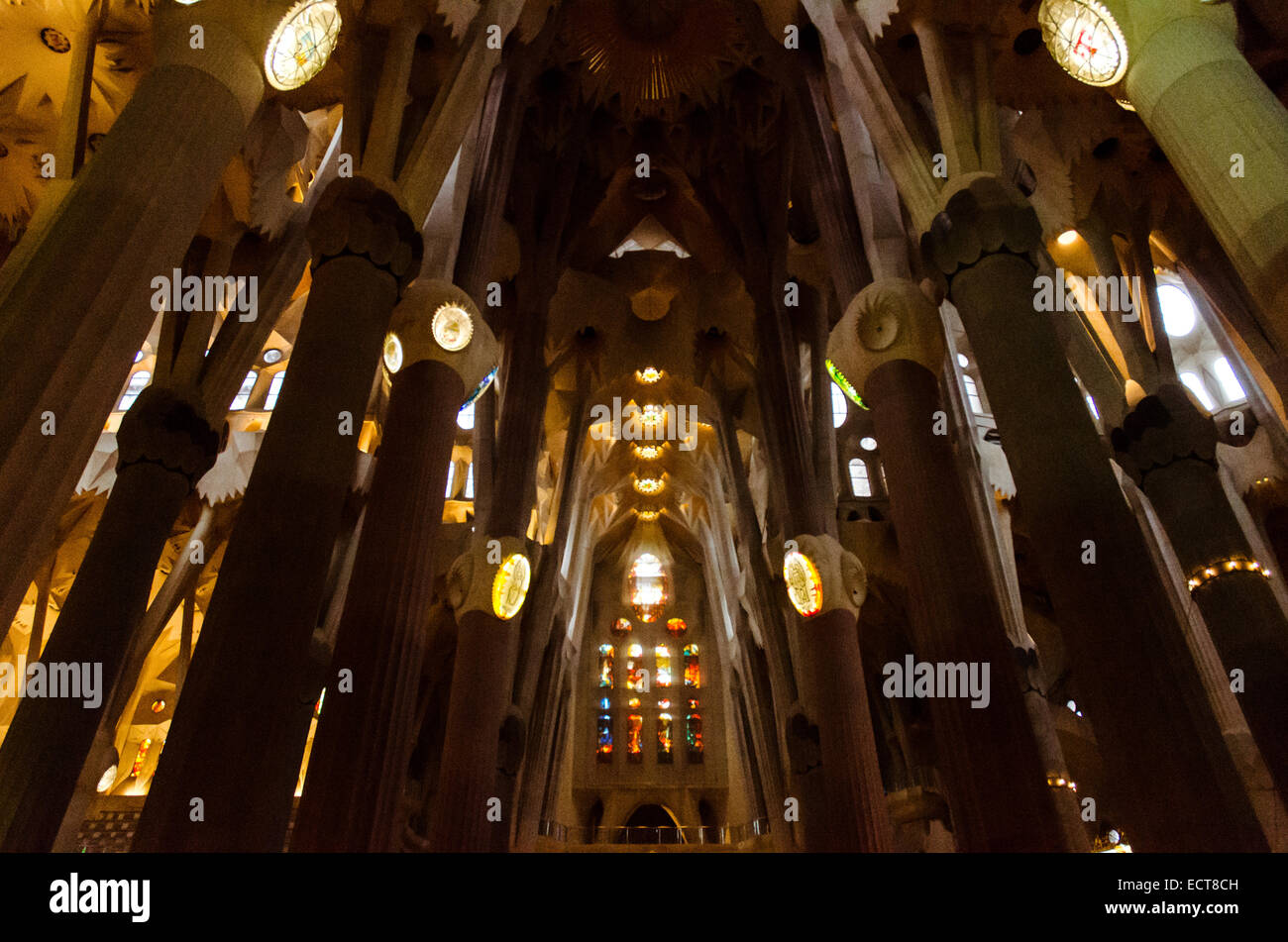 Le Temple Expiatori je Basilique de la Sagrada Familia, est une grande église à Barcelone, en Espagne. Banque D'Images