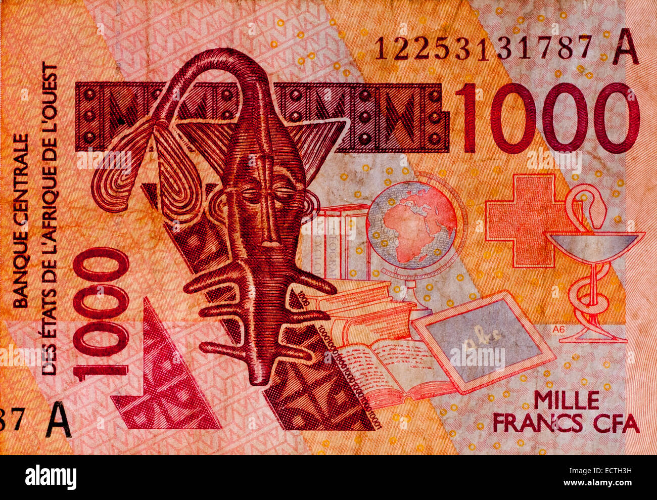 Côte d'Ivoire 1000 Un millier de billets de banque en francs Côte d'Ivoire Banque D'Images